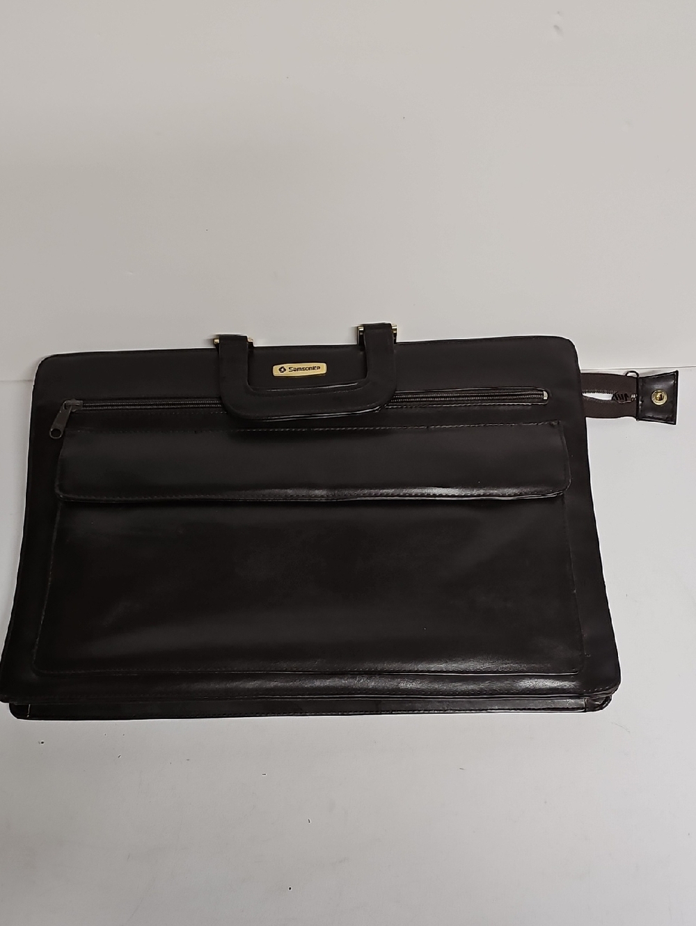 Samsonite Leather Document Case Briefcase Brown Vintage Hong Kong